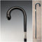 1929 British vintage black shaft curved handle pure silver decorated walking stick 85cm